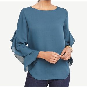 Ann Taylor Fluttery Blouse in Muted Teal